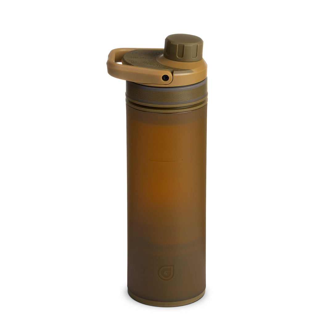 Best top rated Grayl UltraPress Filter and Purifier Water Bottle – 16.9 Fluid Ounces / Covert Edition / Backside View / Coyote Brown